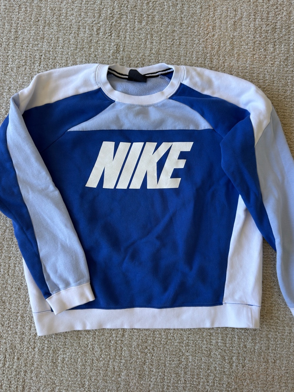 Nike Blue and White Logo Crewneck Sweatshirt